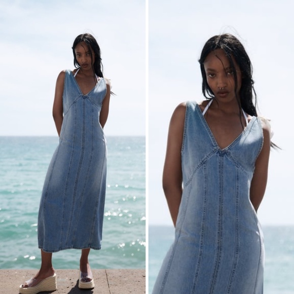 Zara Dresses & Skirts - Zara Denim Midi Dress